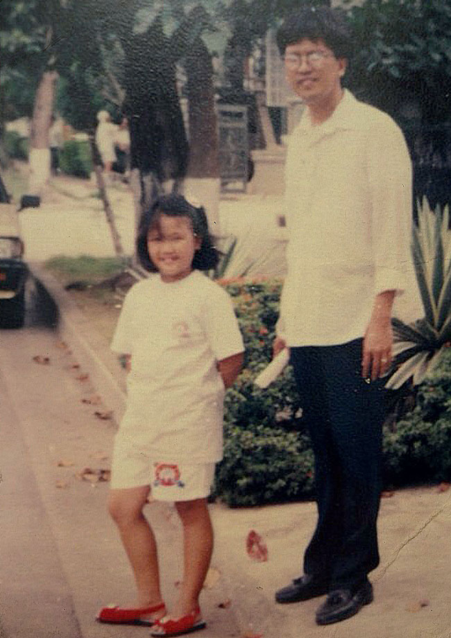 Eight-year-old Toni with her father on a site visit at Atty. Diploma’s residence in Bel-Air, Makati, 1993 | Photo courtesy of Toni Vasquez