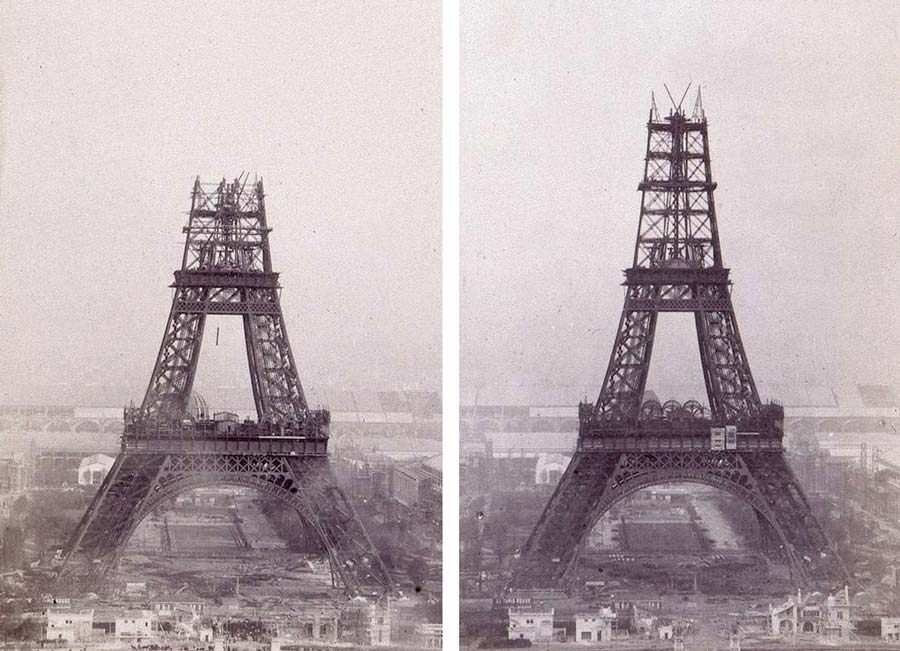 Evolution in design: The Eiffel Tower under-construction