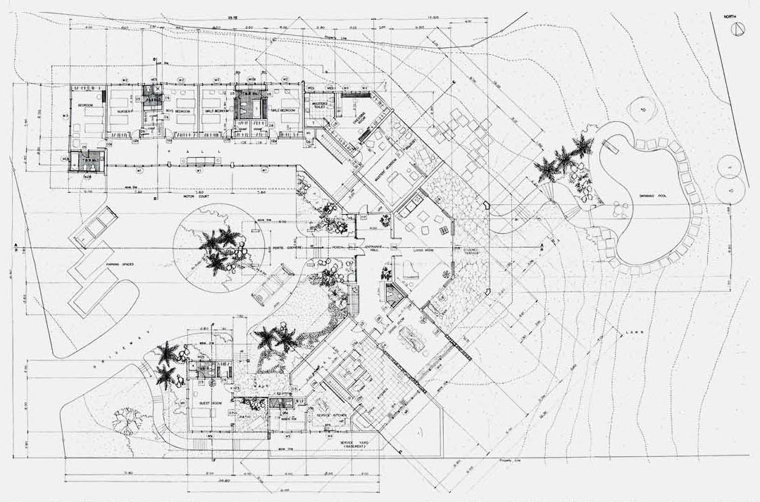 A scan of the original Locsin plan for the Emerson Coseteng House. 