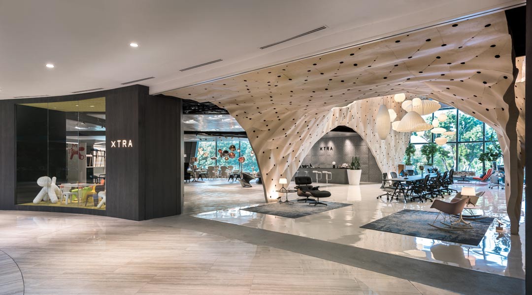 Fabricwood by Produce Workshop encases the Herman Miller shop-in-shop at XTRA in Marina Square, Singapore. It’s hard to ignore it even from afar. The project won the world’s best interior award at the INSIDE 2017