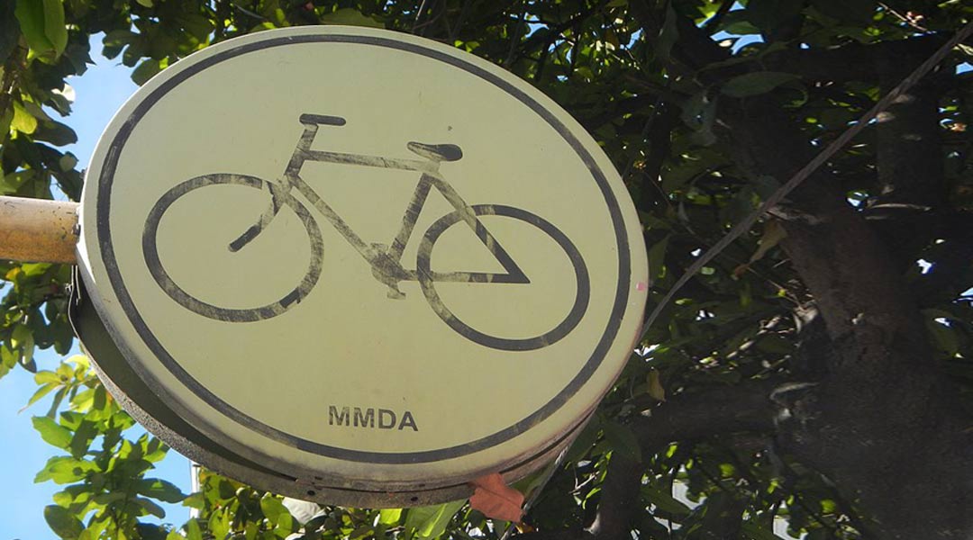 Bike lane signage by the Santolan LRT Station