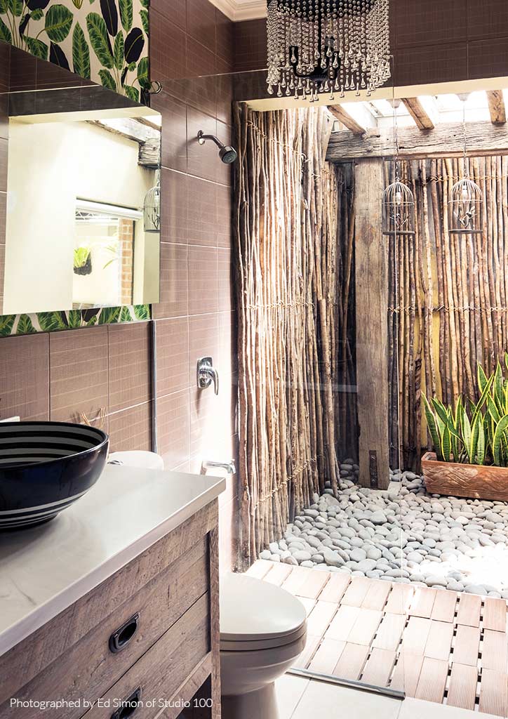 bathroom natural bamboo stones wood