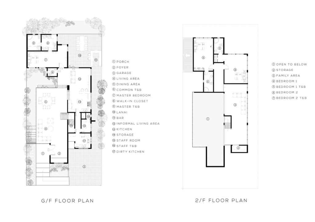 Floor plans of first and second storeys