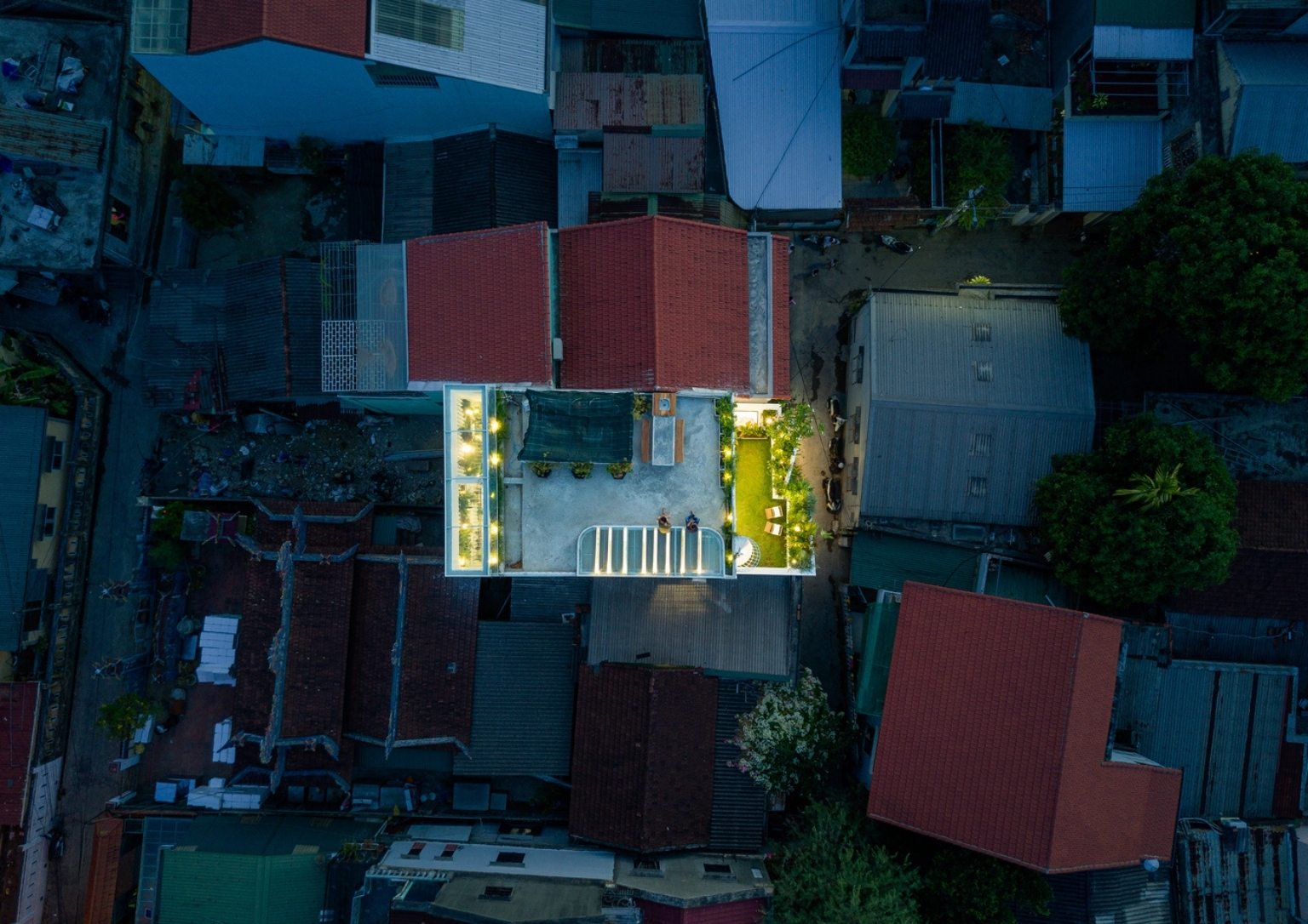 aerial shot of the house