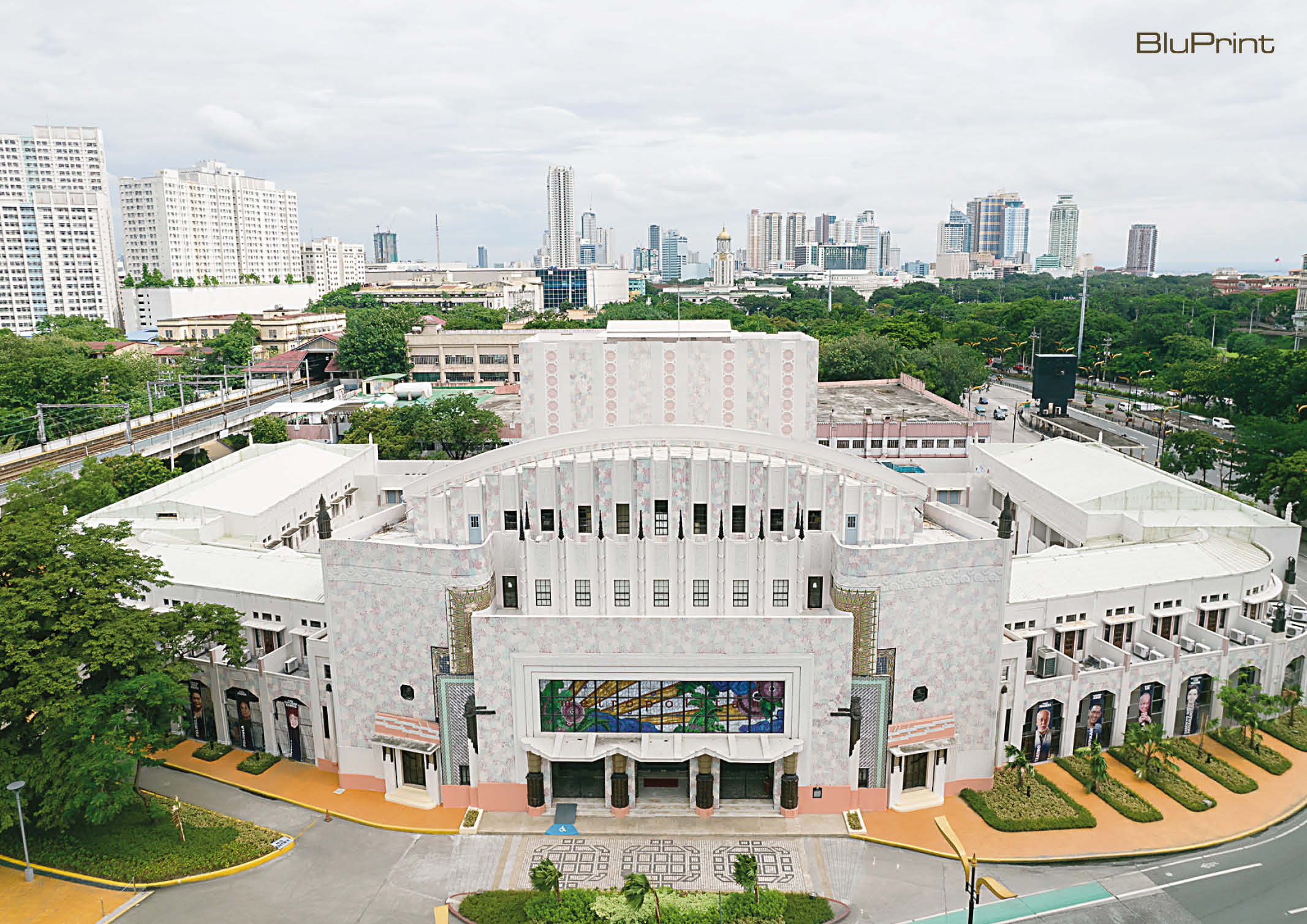 Drone shot of the newly restored Metropolitan Theater in Manila.