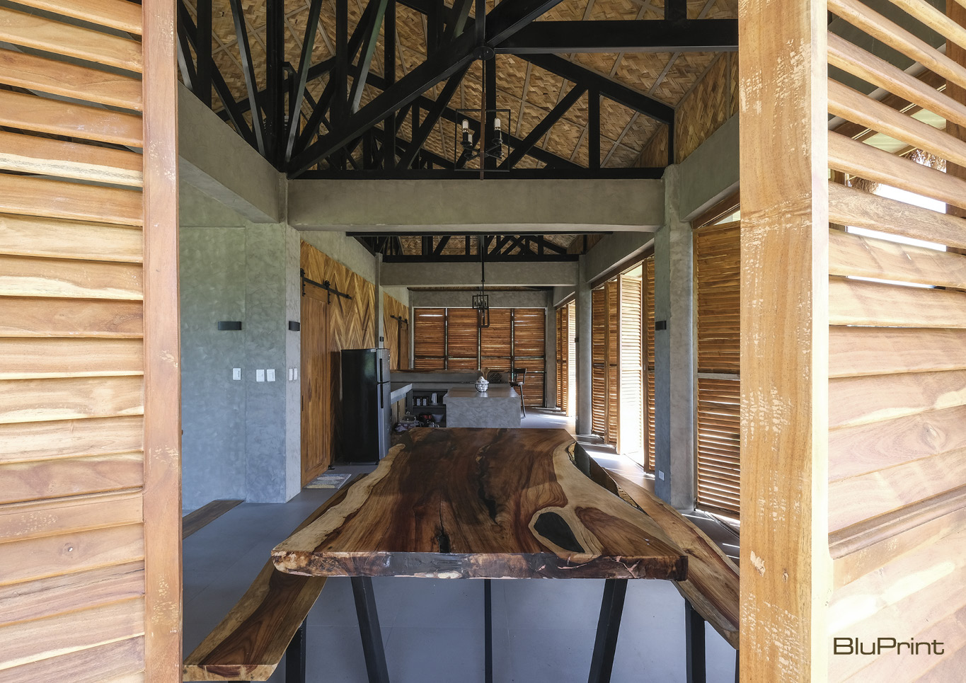 Contemporary nipa hut interior shot - dining