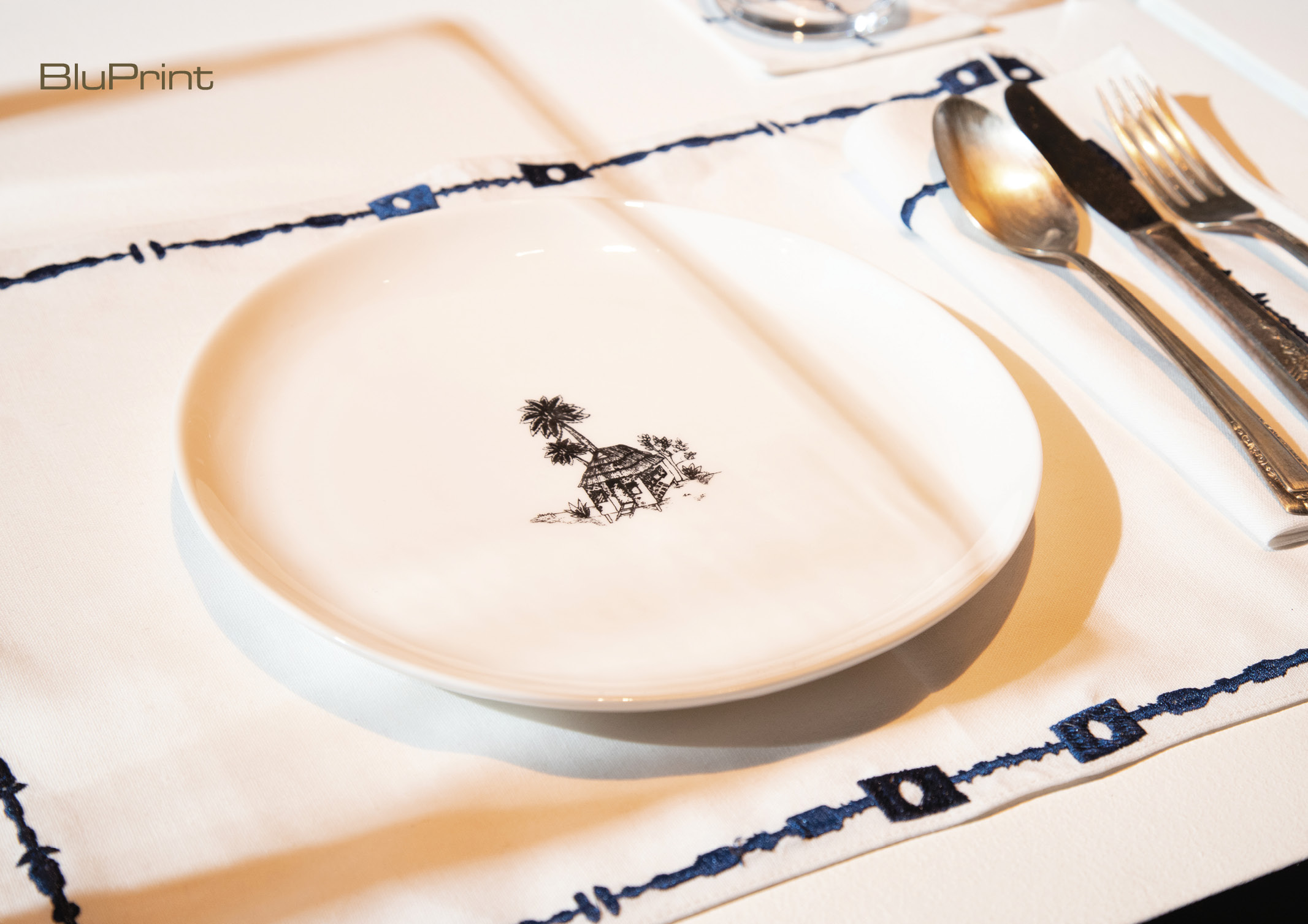 plate featuring a bahay kubo design by Rajo Laurel and Ito Kish