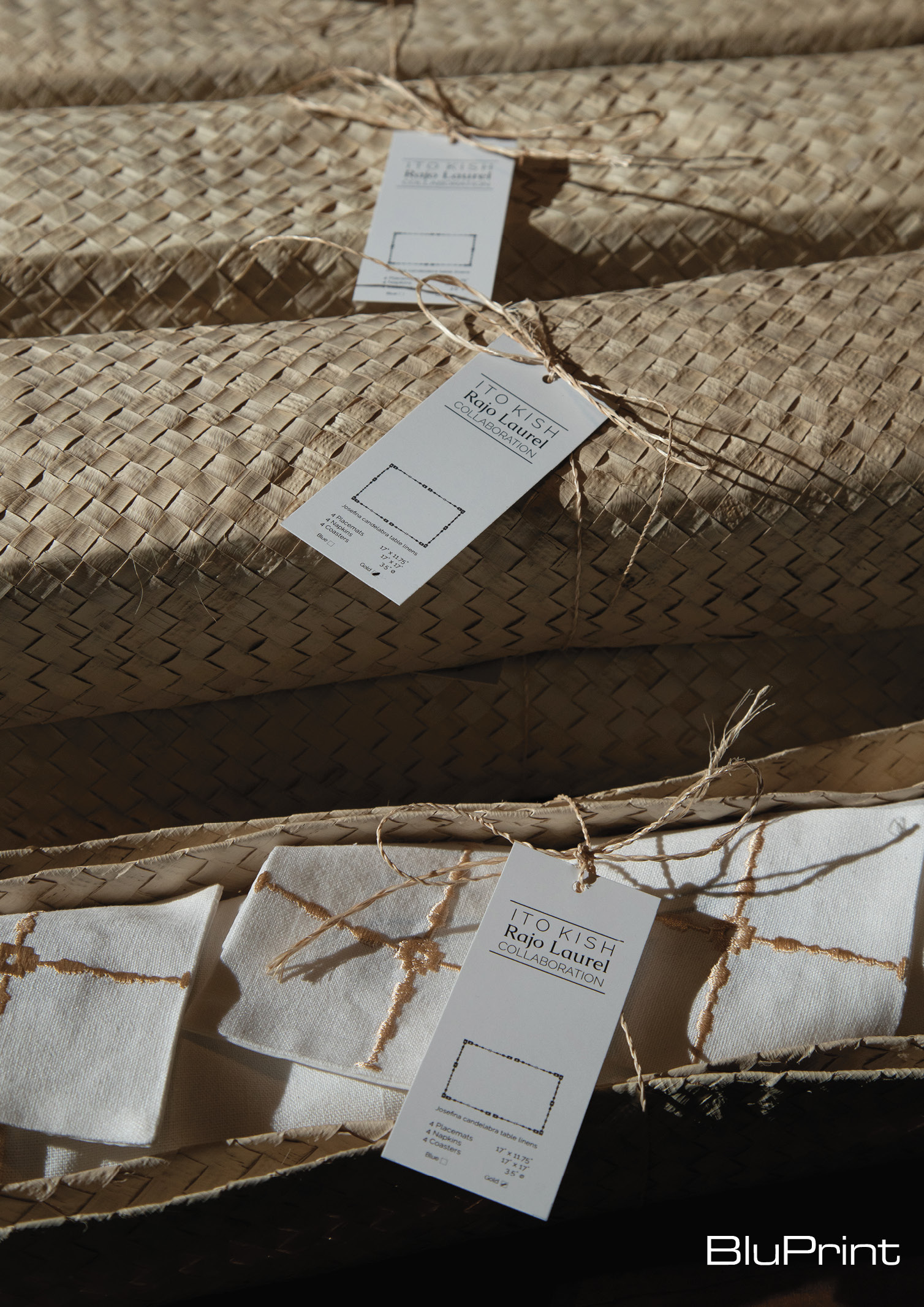 linen napkins in woven packaging