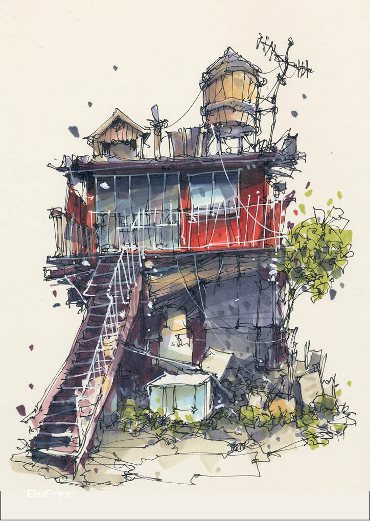 Old wooden house with stairs, Atami, Shizuoka, Japan. Inspired by photography from @masktnak. Art by Albert Kiefer