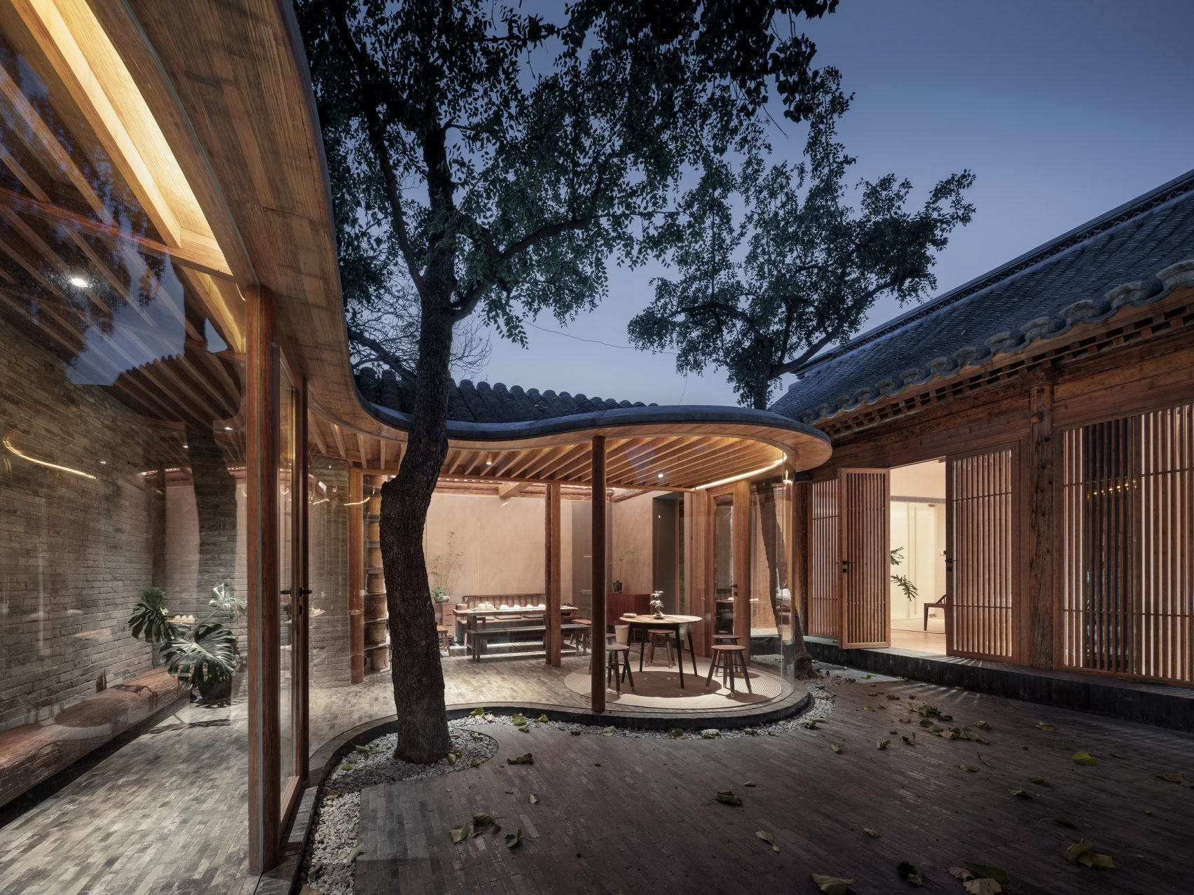 The Qishe Courtyard in Beijing by ARCHSTUDIO blurs the lines between inside and outside. Image by Wu Qingshan