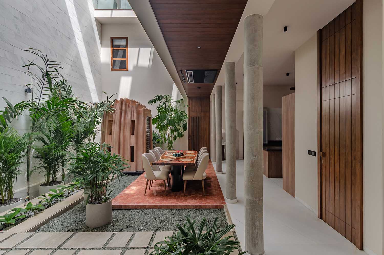The Breathing House doesn't allow for claustrophobic feelings with its open courtyard. Image by Ar. Pratik Chandresha