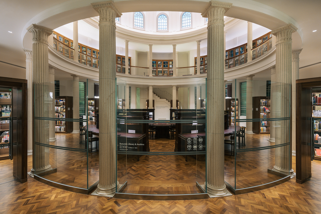 The Rotunda Library and Archives has interiors made and restored by top millworkers and craftsmen. Image by Brewin Design Office.