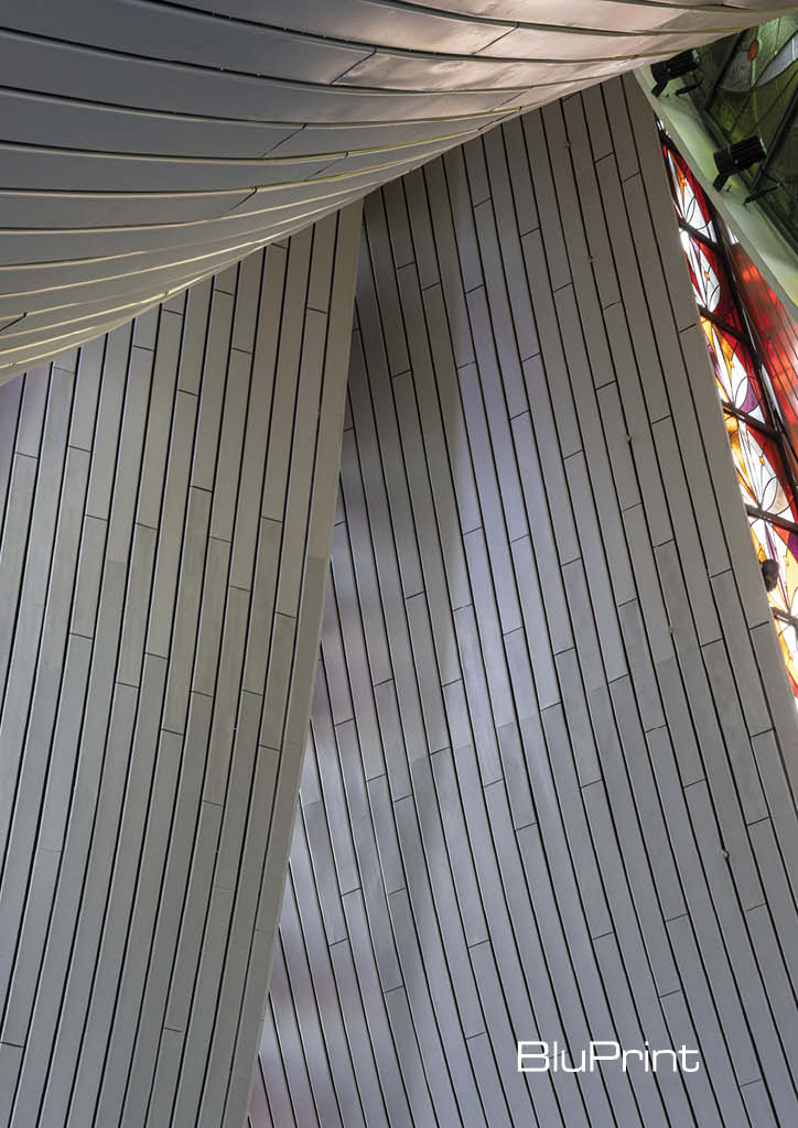 Detail shot of the ceiling of Our Lady of Lourdes Chapel