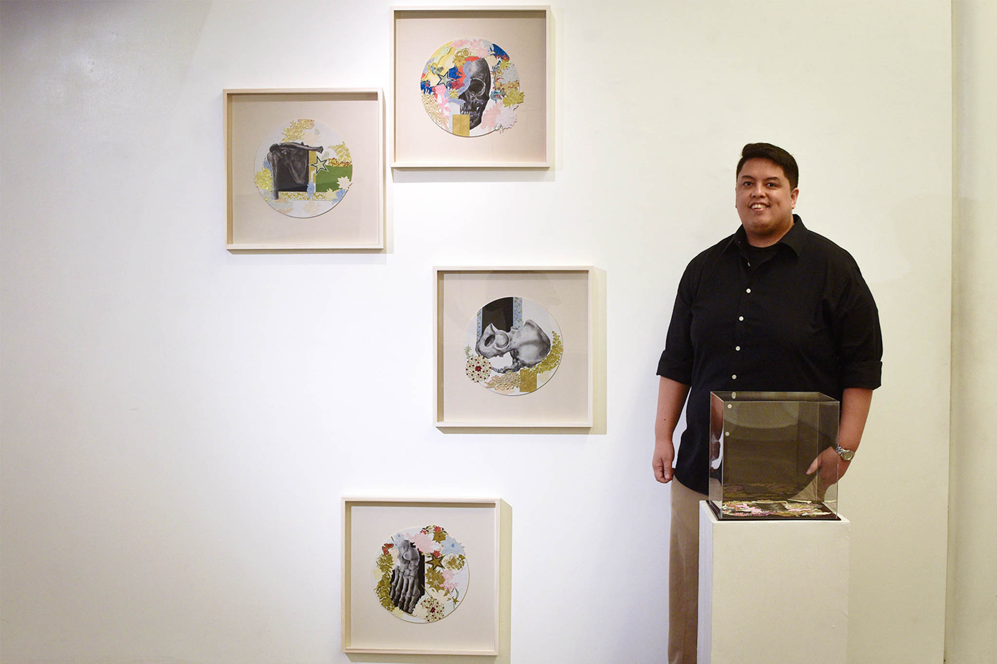 Patrick de Veyra, curator of the Pale Blue Dot, with his hyperrealistic graphite drawing and dry embossed collage series titled "Ornament and Remains"