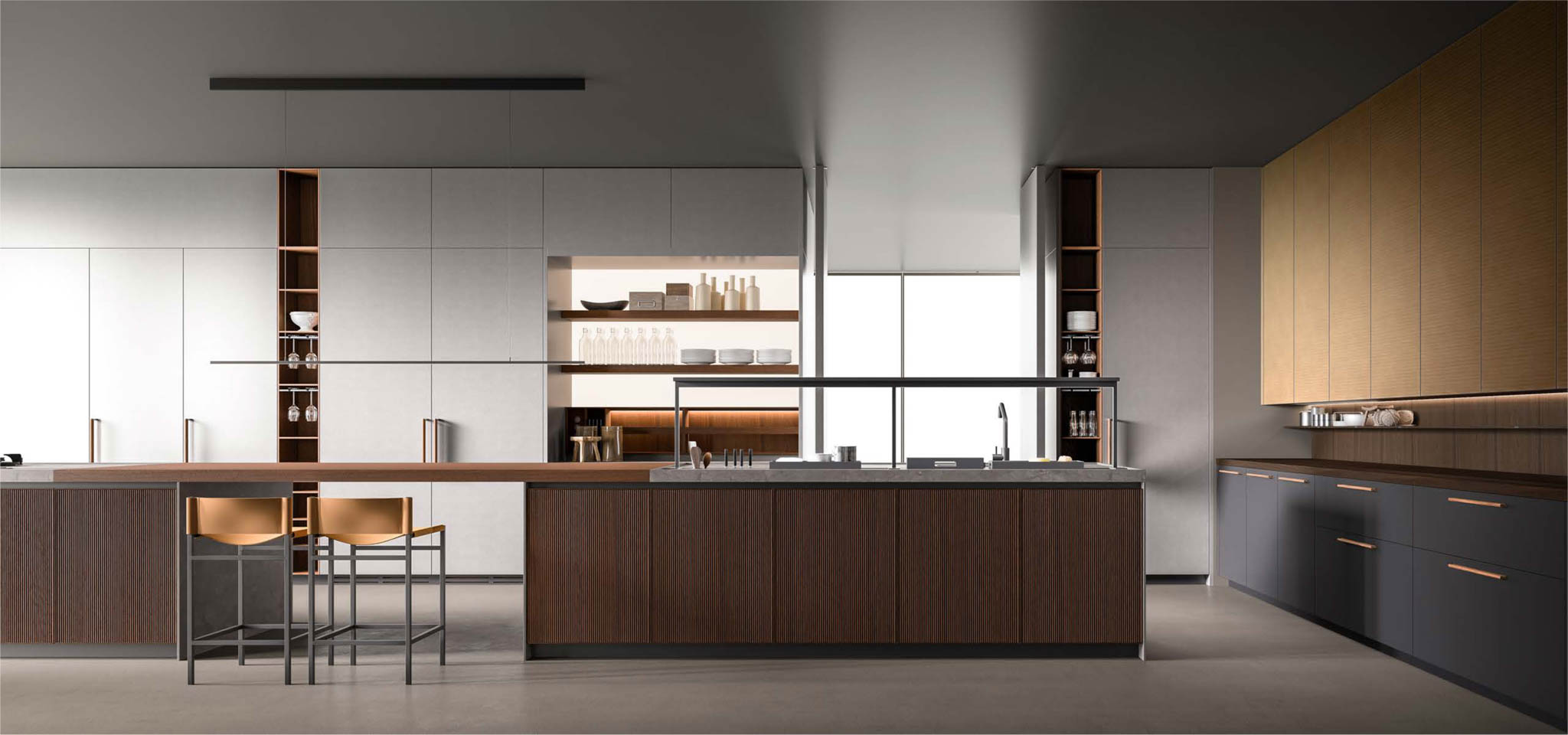 Boffi Xila Kitchen designed by Luigi Massoni - One of the first handleless kitchens in Italy