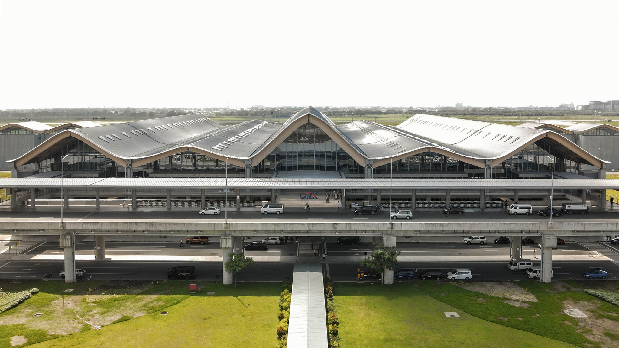 Clark Airport's exterior facade with undulating roofline.
