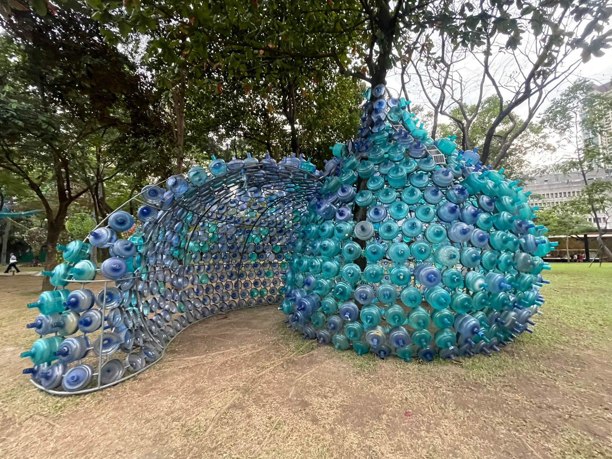 Leeroy New's Nautilus of Dreams art installation made with recycled materials and sustainable lighting