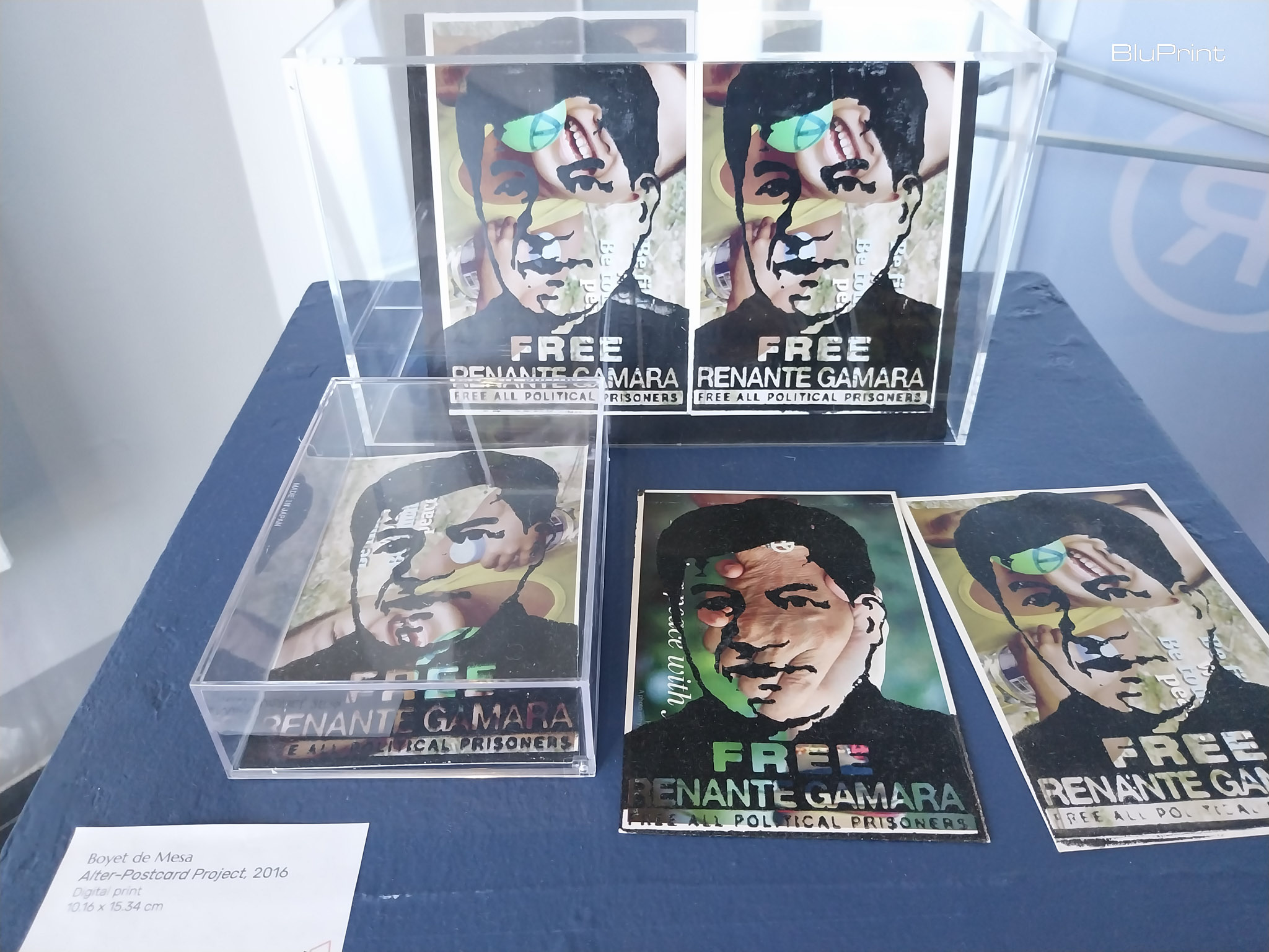 Boyet de Mesa's "Alter-Postcard Project" as shown in the "Warm Bodies" exhibit. Photo by Elle Yap.