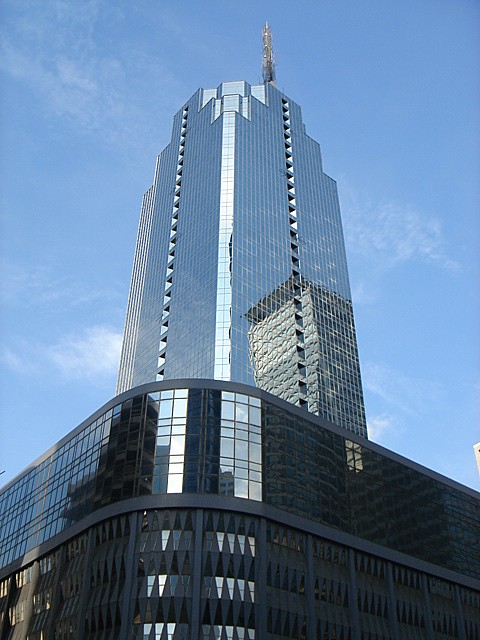 Facade of skyscraper Rufino Pacific Tower