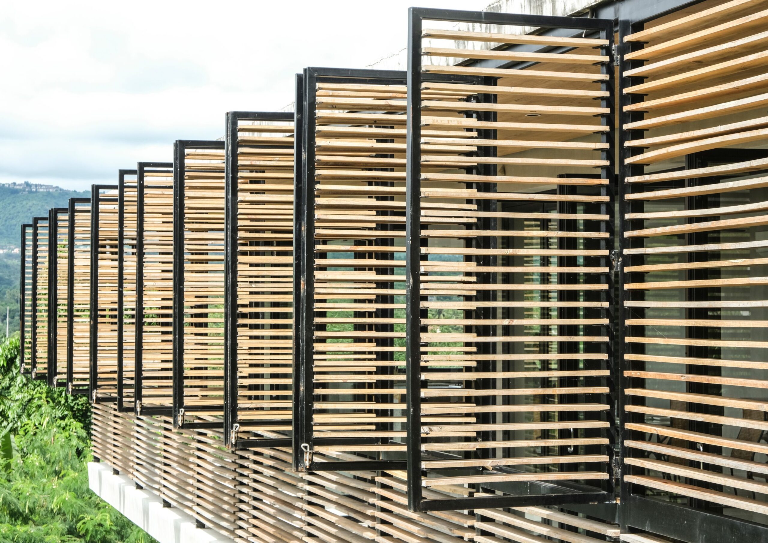 wooden slats made from blue pine at Parallel.