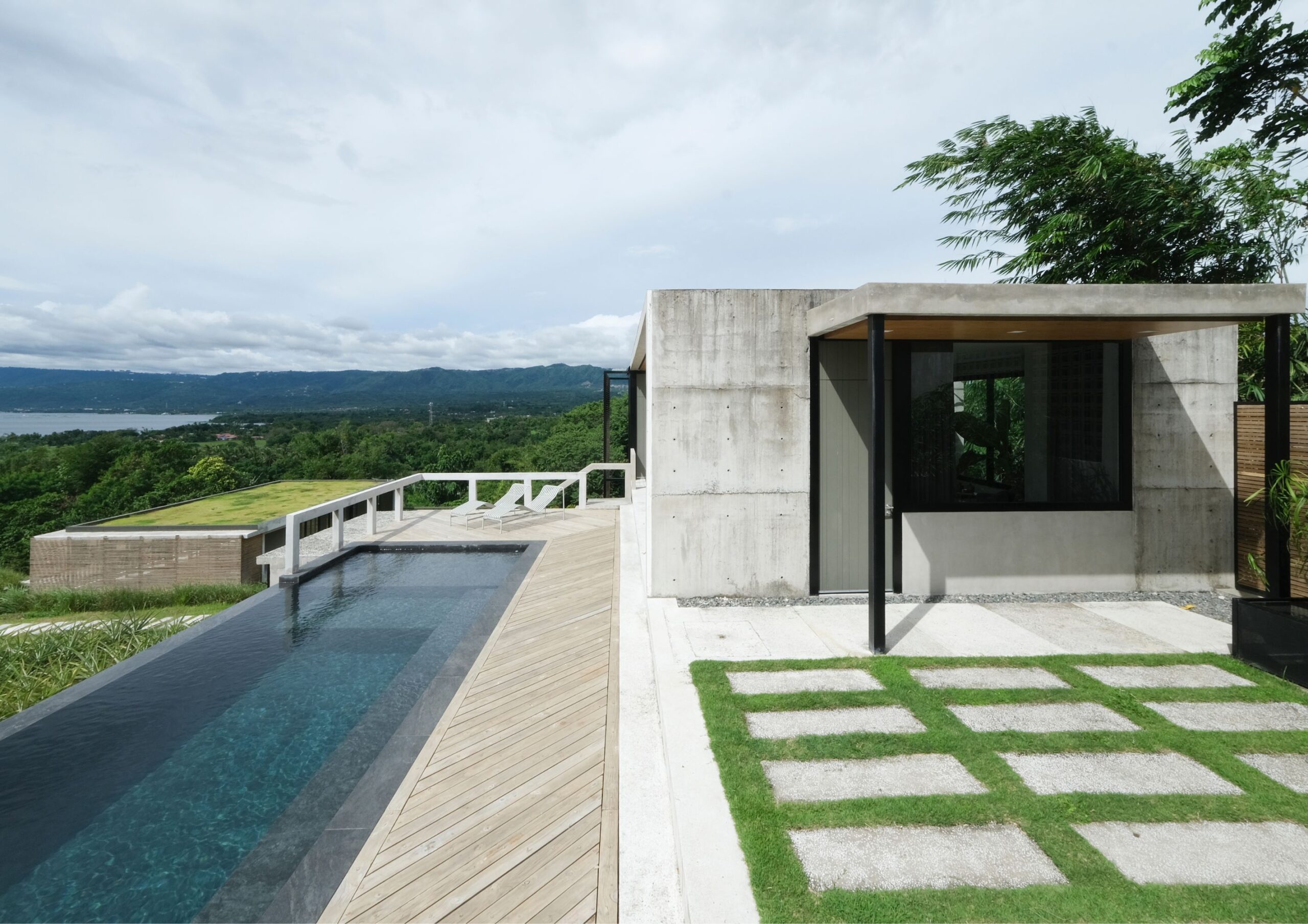 A lap pool overlooking a lake view in Tanauan, Batangas.
