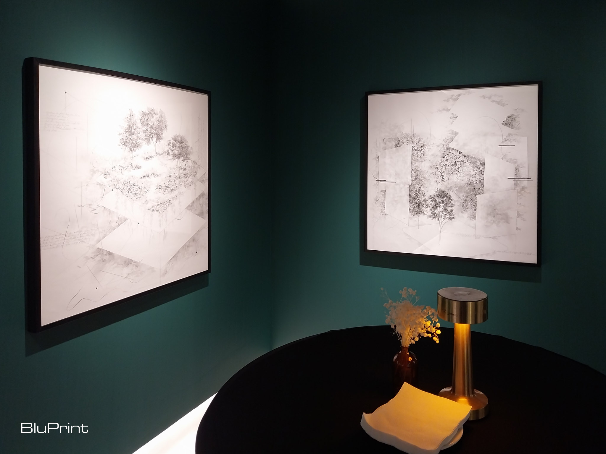 Two drawings from Jem Magbanua's exhibit. Photo by Elle Yap.