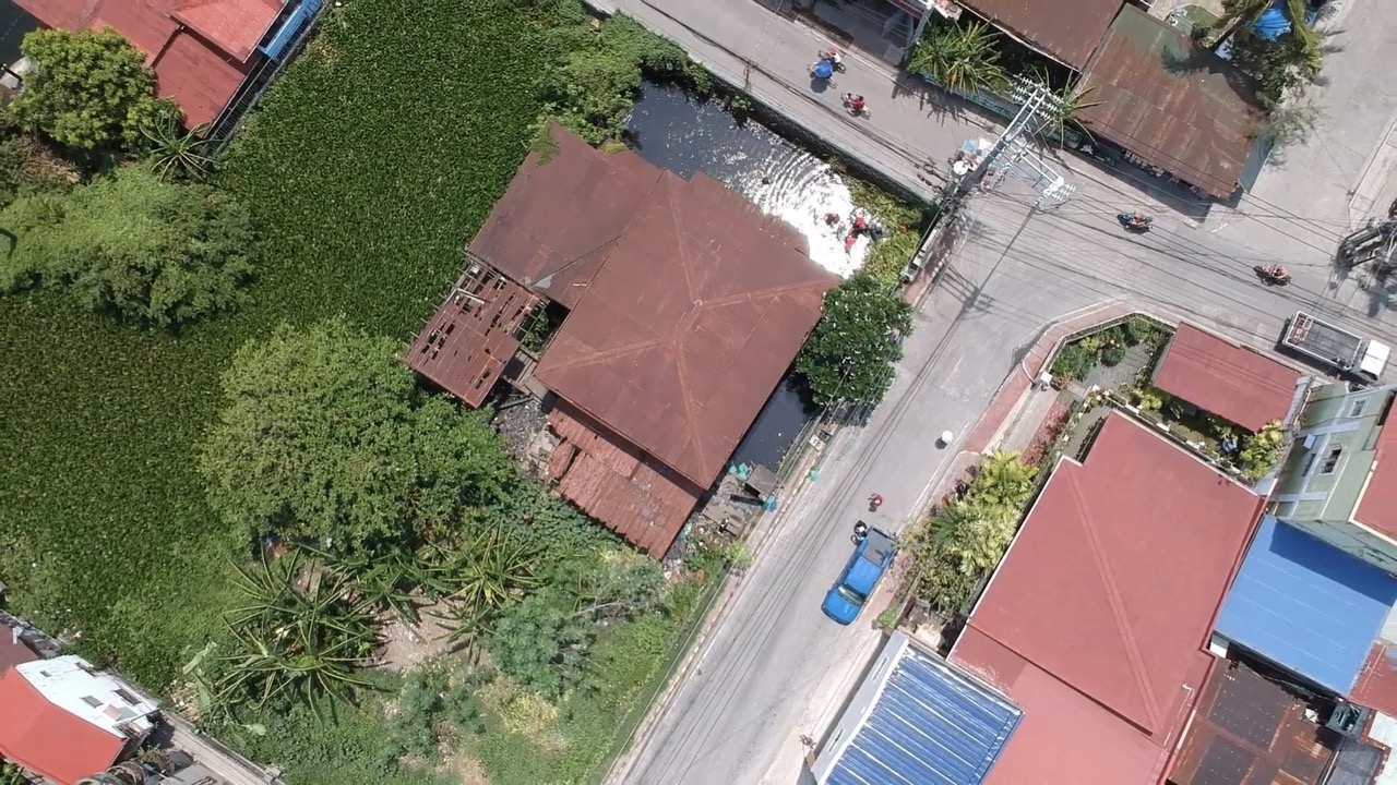 An aerial view of Dr. Pio Valenzuela's flooded home.