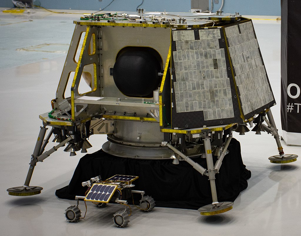 A moon lander. Photo by NASA Goddard Space Flight Center. Source: Wikimedia Commons.