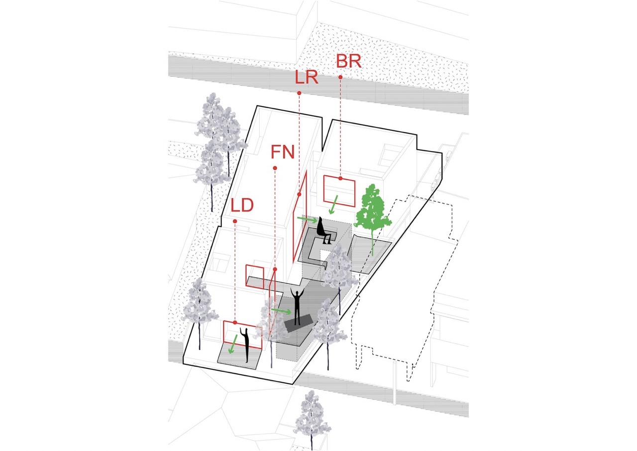 Green layout diagram of Warmblack House. 