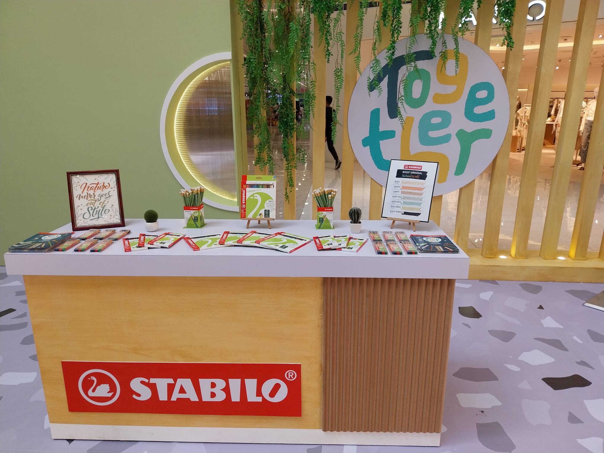 The "Together" stall for Stabilo's sustainability program. Photo by Elle Yap.