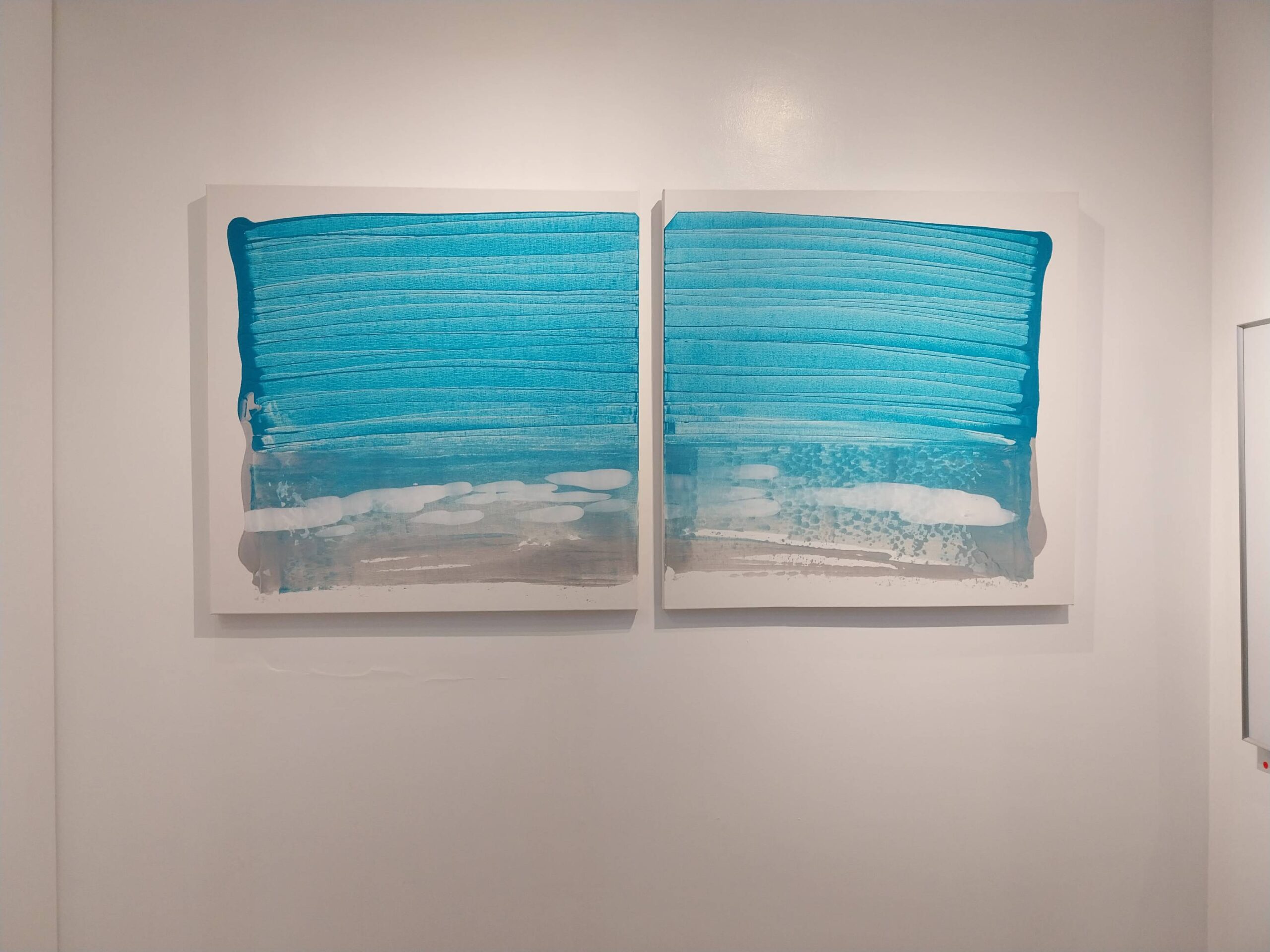 The diptych in the midst of Janice Liuson-Young's "Clouds Come Floating." Photo by Elle Yap.