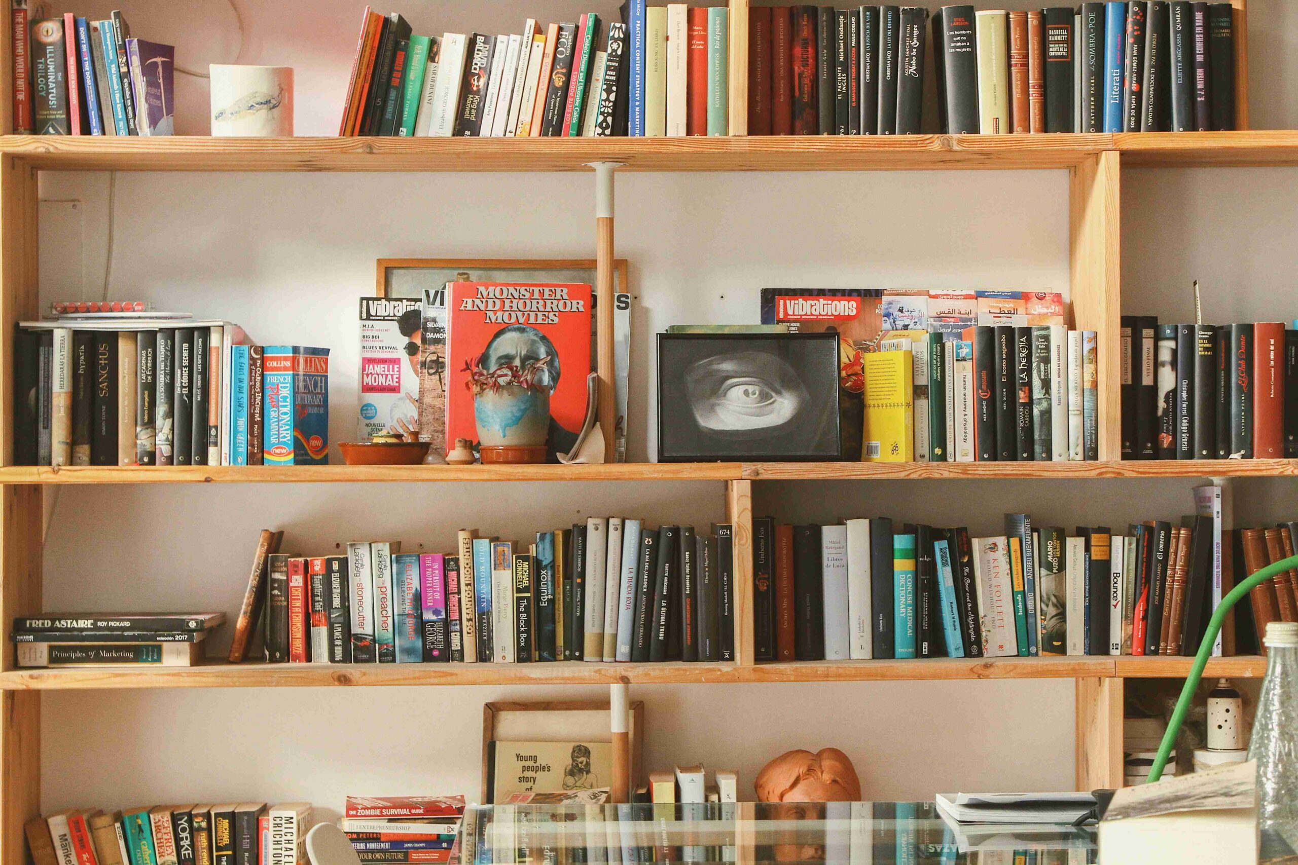 Bookshelf Wealth: Richness Found in Piled Stories and Joyful Mess.