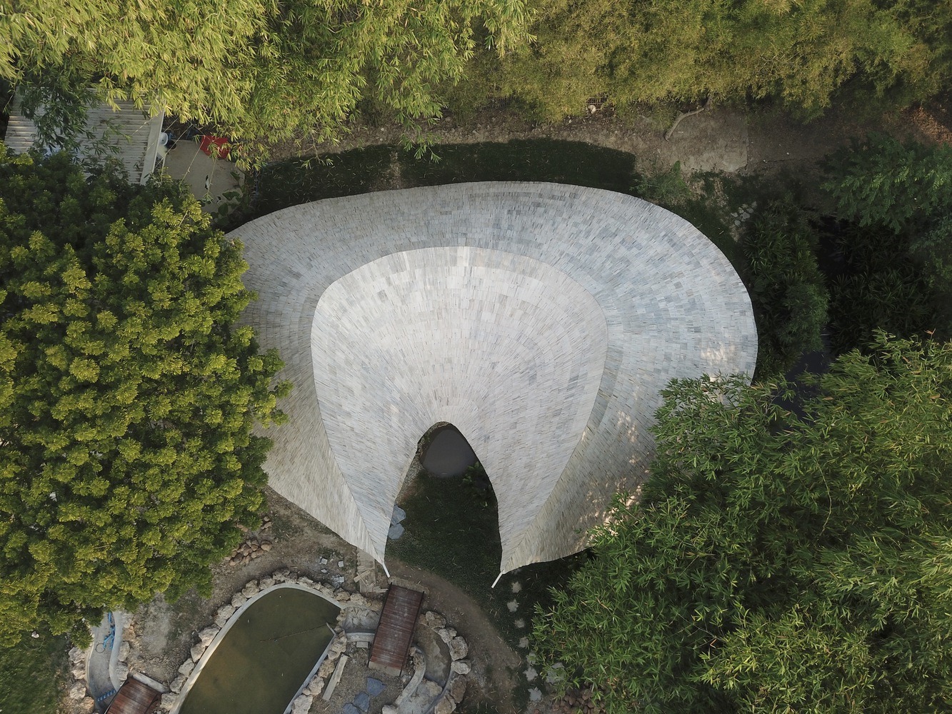 Close-up of the roofs from above. Photo from Chiangmai Life Architects.