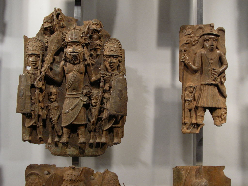 The Benin Bronzes as shown in the British Museum. Photo by Warofdreams. Source: Wikimedia Commons.