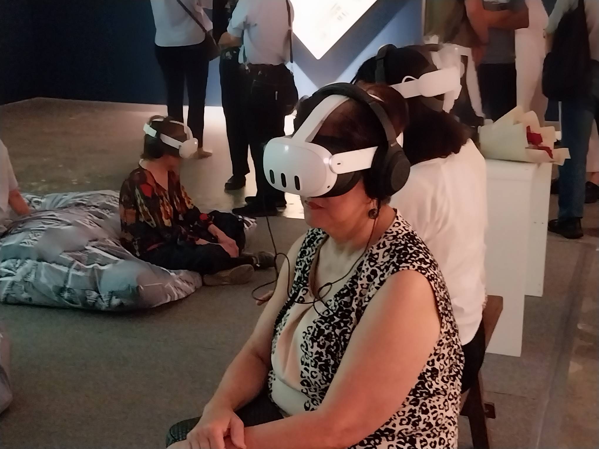 One of the spectators using the VR component of the exhibit. Photo by Elle Yap.