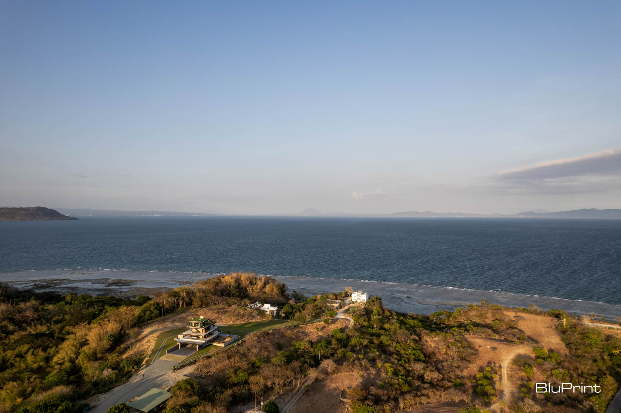 An aerial view of PK House: A Home That Floats Over the Hill by 8x8 Design.