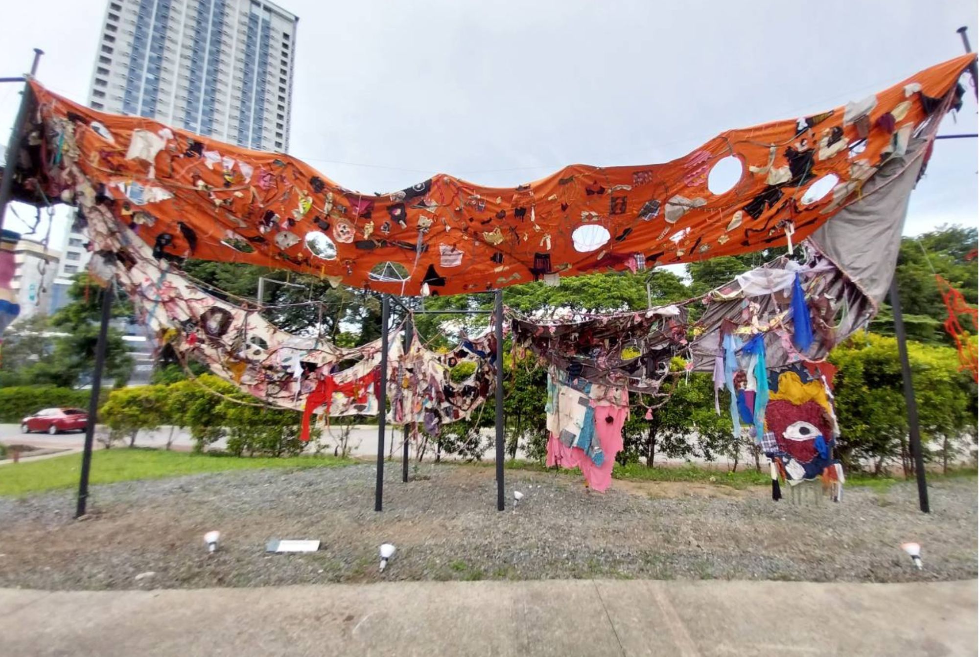 A portion of the fabric canopy of "Portals" in Ateneo Art Gallery. Photo by Patricia Yap.