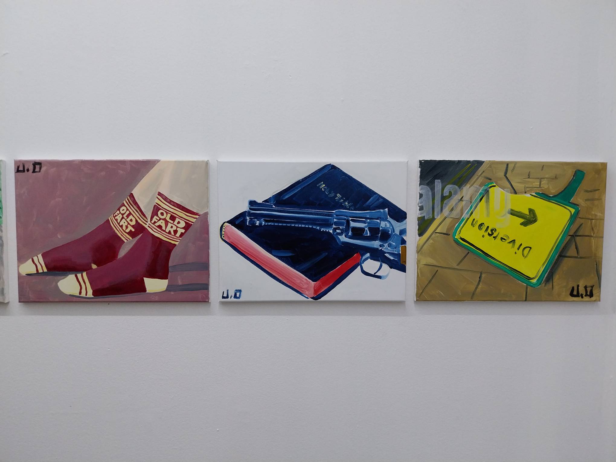 A group of paintings by Jayson Oliveria. Photo by Elle Yap.