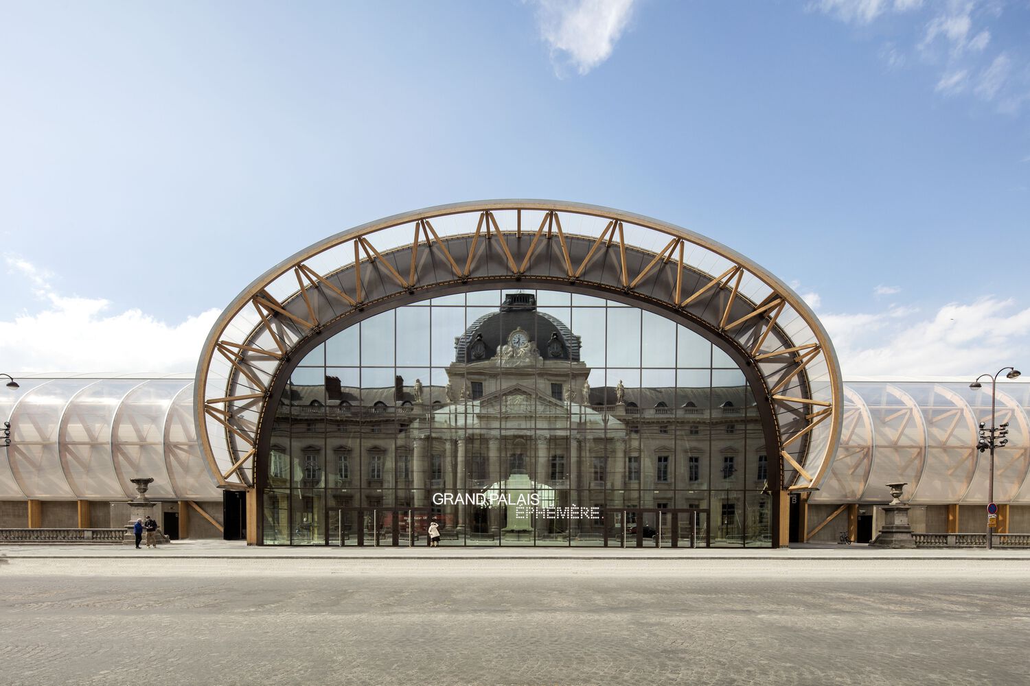 Front of Grand Palais Éphémère. Photo by Patrick Tourneboeuf.