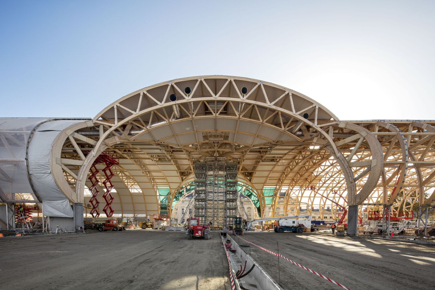 Construction of Grand Palais Éphémère. Photo by Patrick Tourneboeuf.