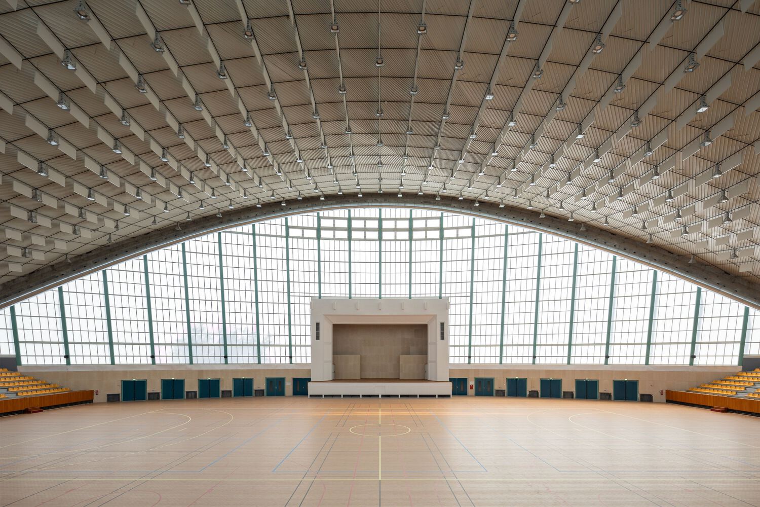 Interior of Grande Nef de l'Île-des-Vannes, as used in the 2024 Paris Olympics. Photo by Antoine Mercusot.