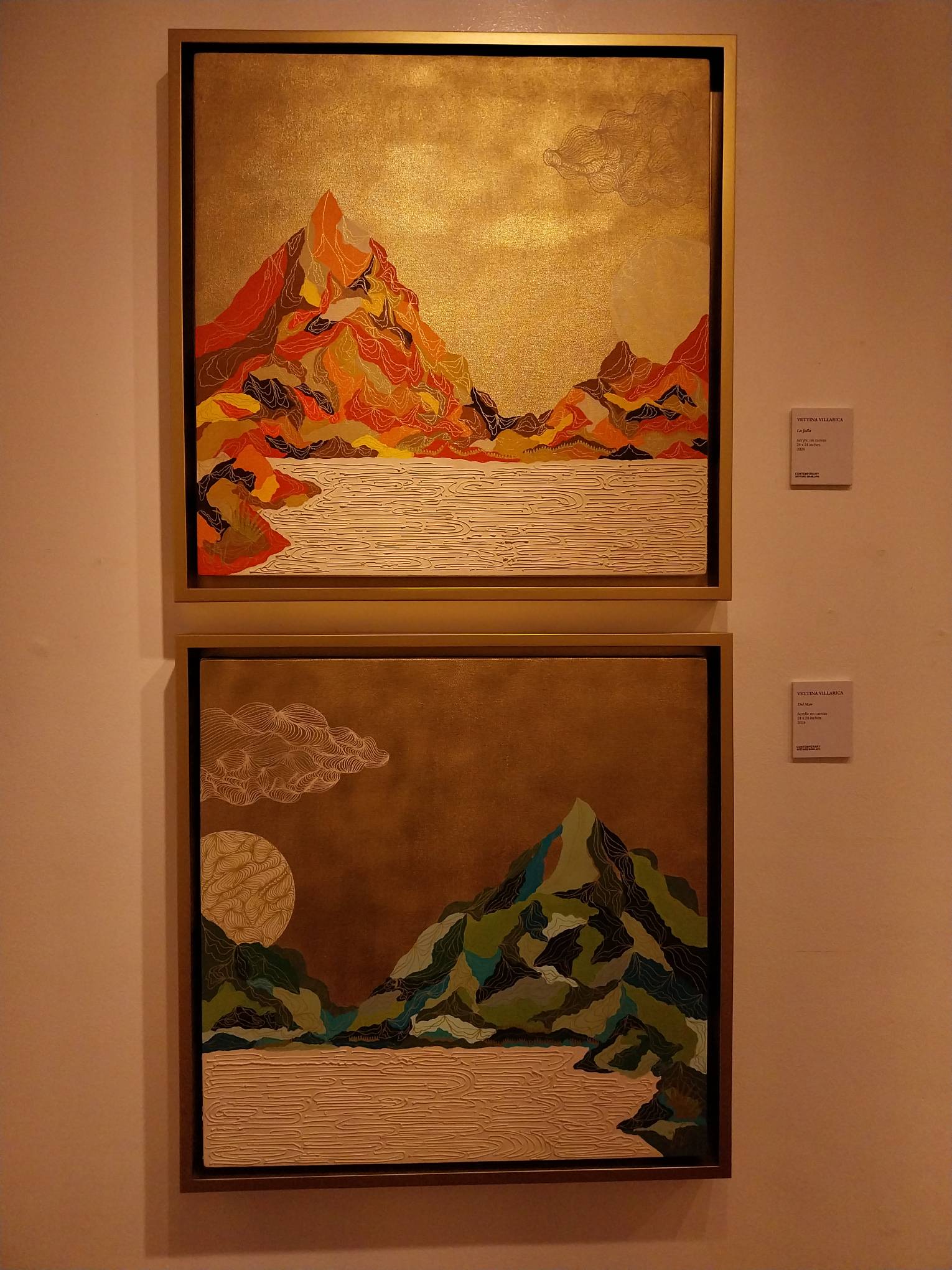 Two landscape paintings by Vettina Villarica. 