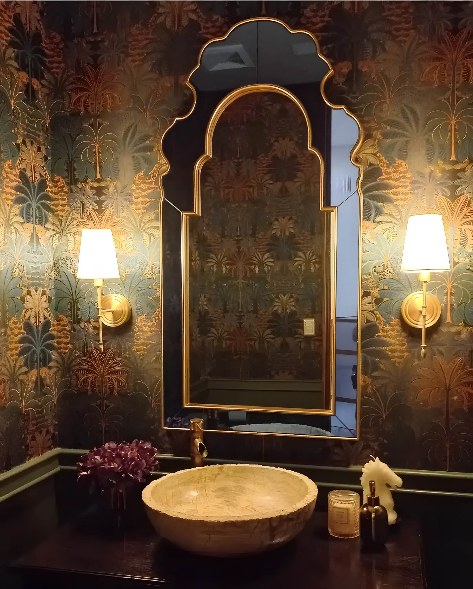 wallpaper pattern in powder room