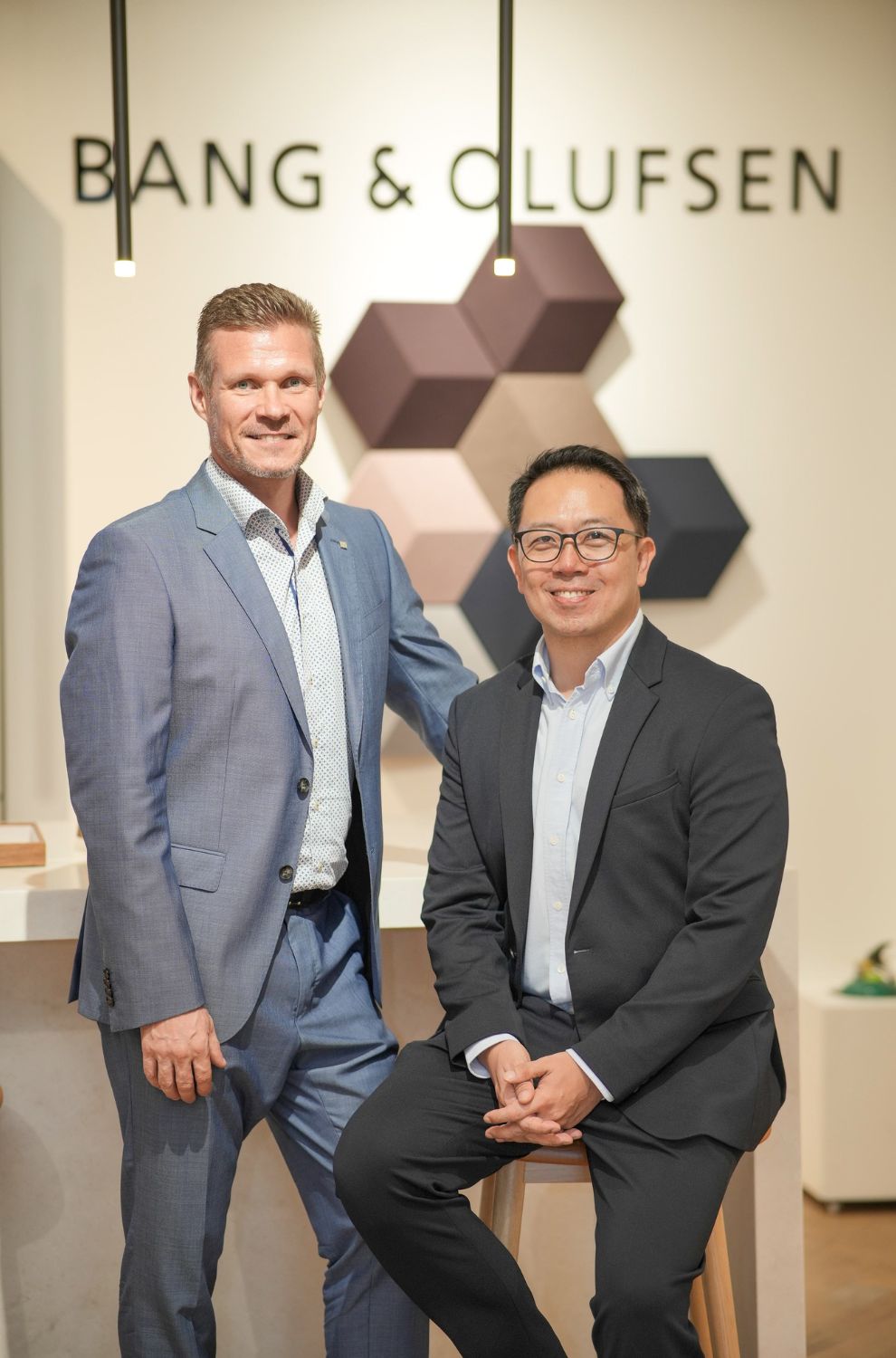 Head of Bang & Olufsen Southeast Asia, Soren Kokholm, with Founder of Living Innovations, Ferdinand Ong.