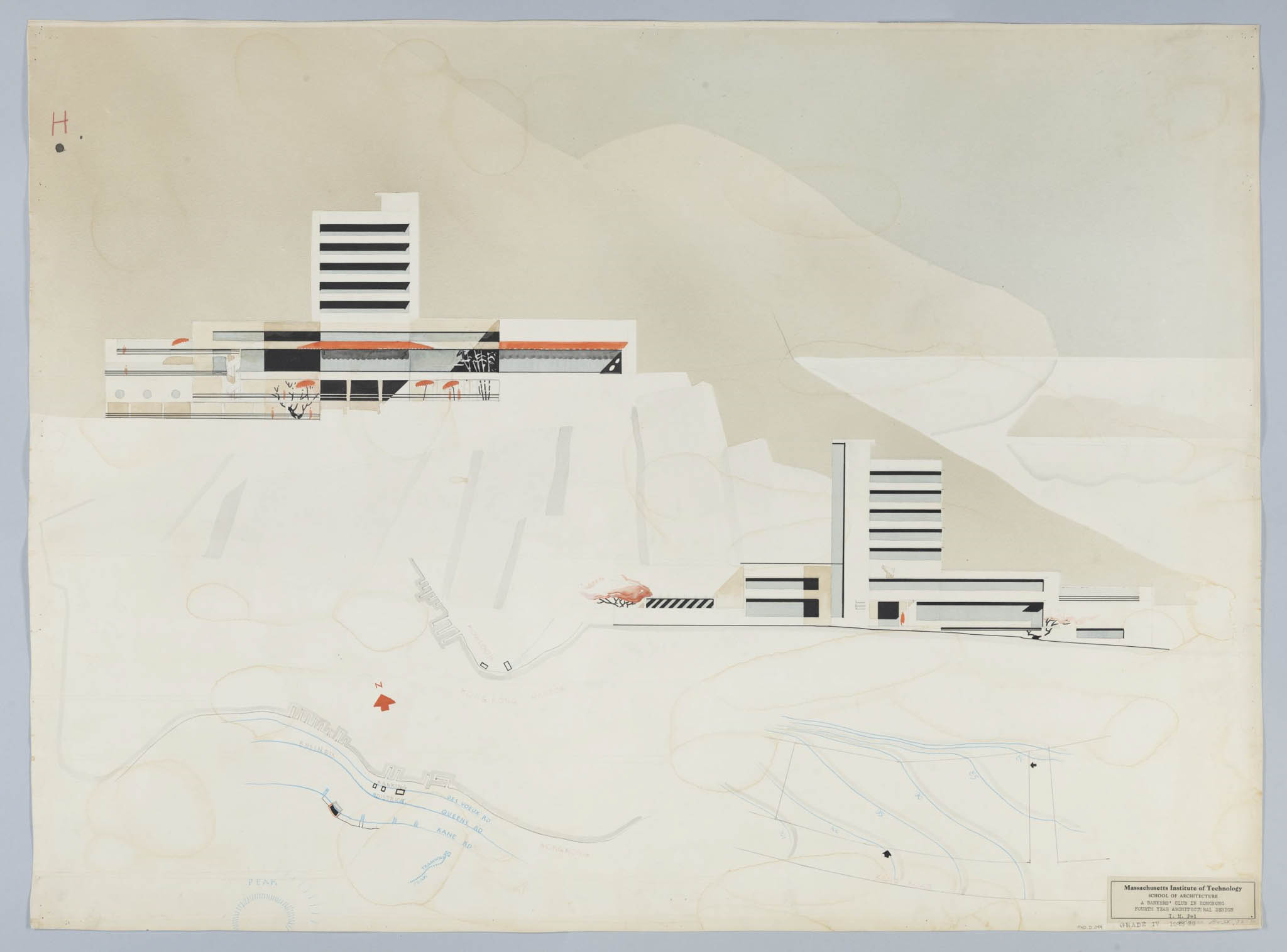 I. M. Pei A Bankers’ Club in Hong Kong, fourth-year student project at the Massachusetts Institute of Technology 1938–1939 © MIT Museum Courtesy MIT Museum