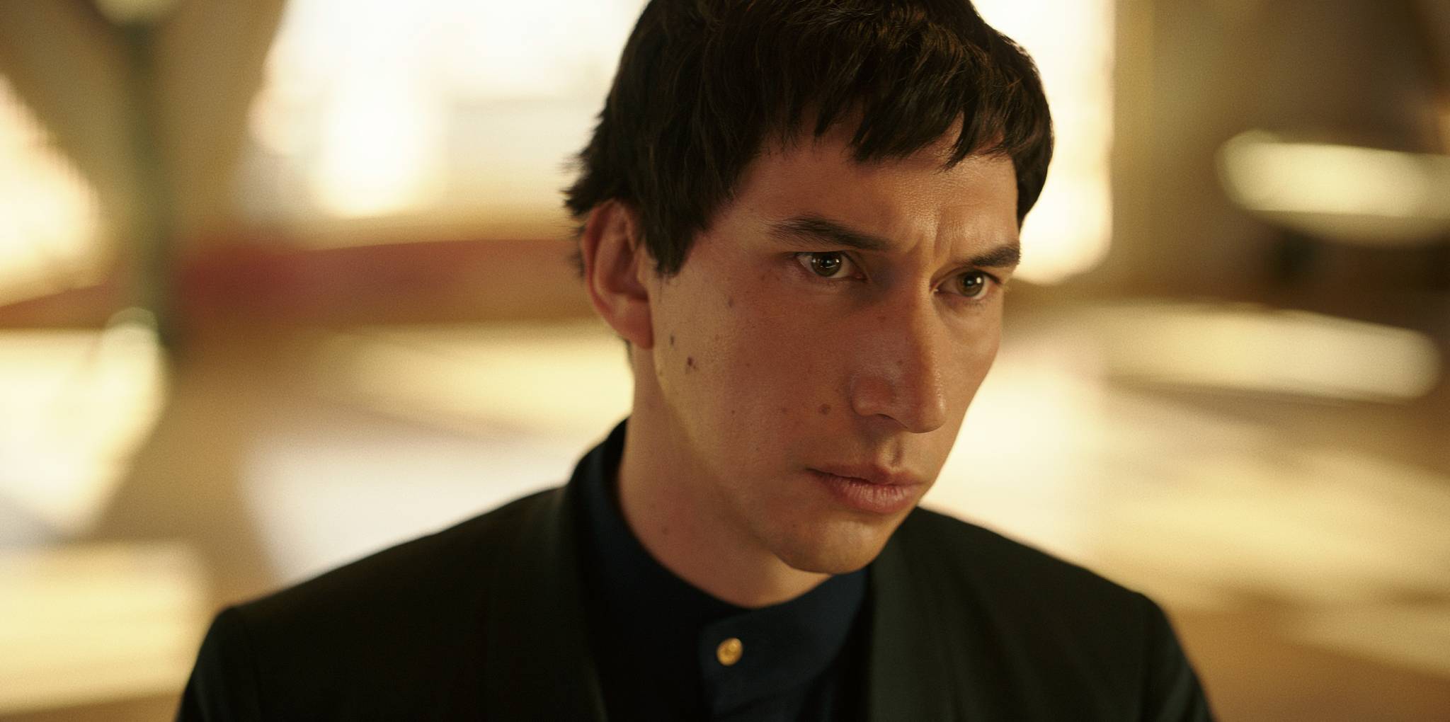 Adam Driver as Cesar Catilina, the film's protagonist. 