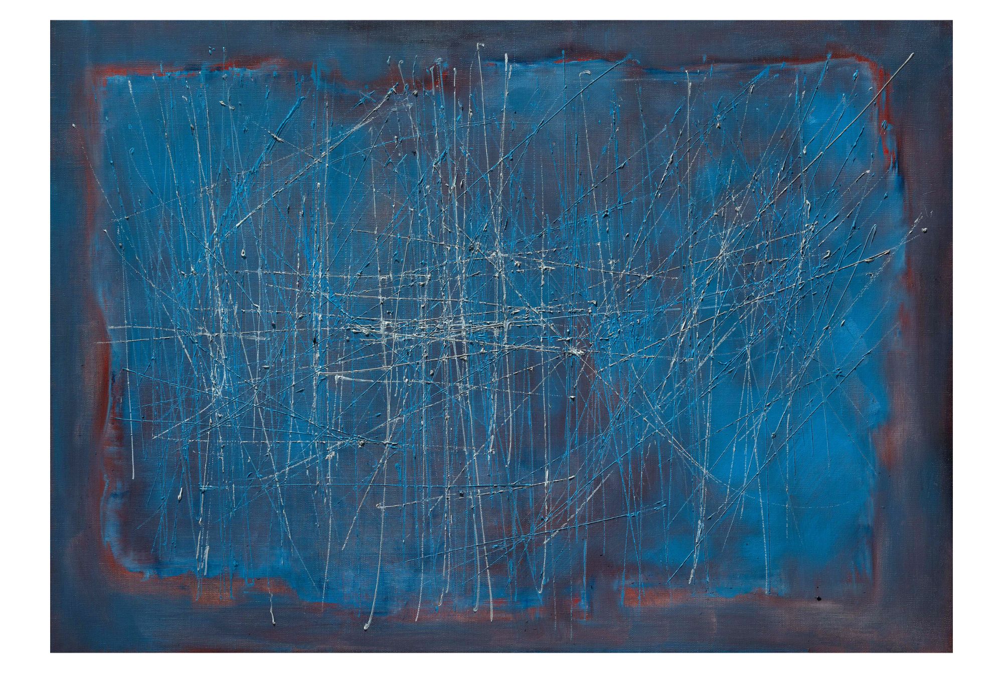 LOT 57, Fernando Zóbel (1924 - 1984), Azul sobre pardo (Saeta 258) / (Blue on Brown), signed and inscribed "258" (verso), dated 1959. Oil and metallic paint on canvas.