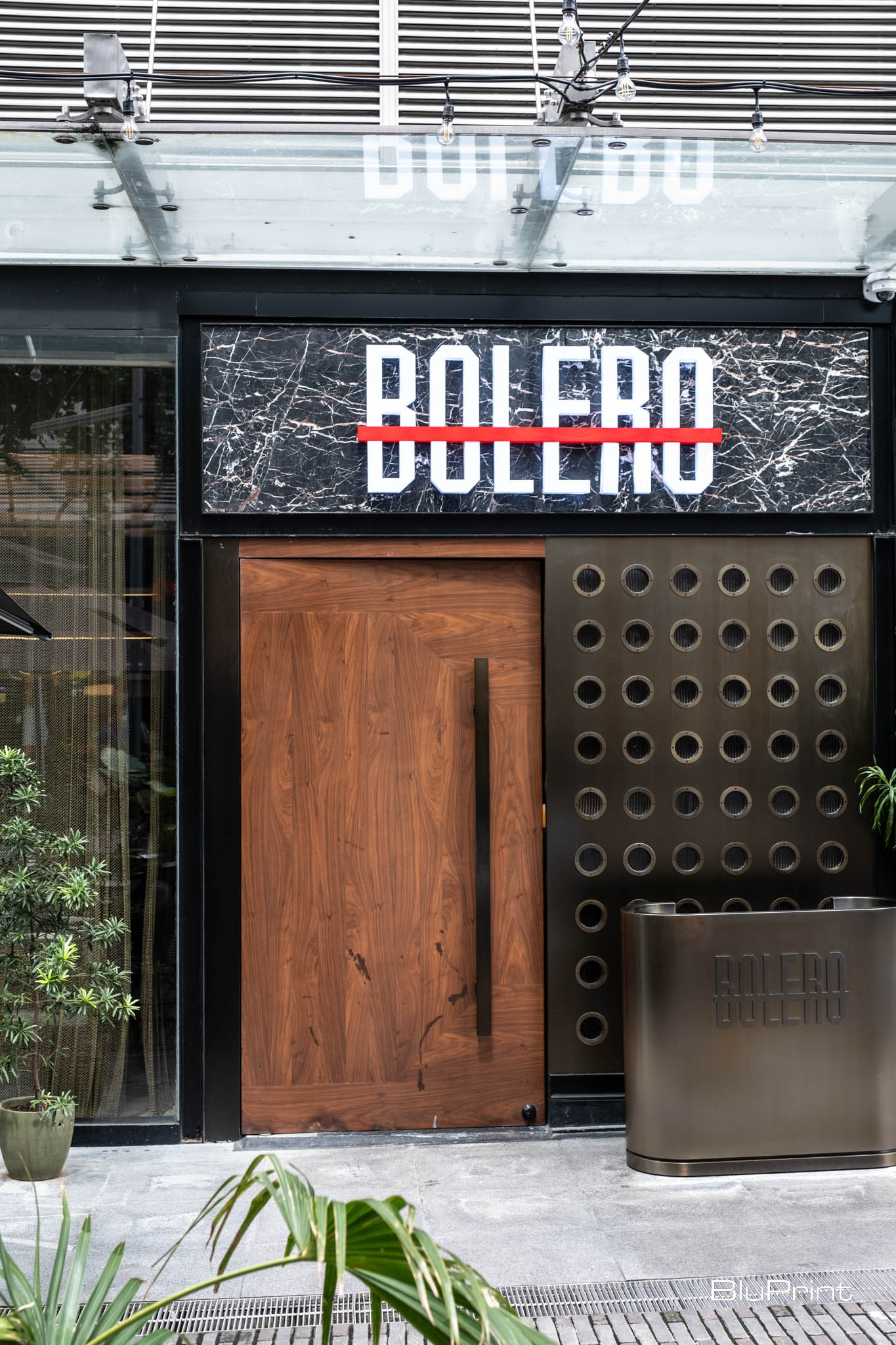 Main door of Bolero restaurant.