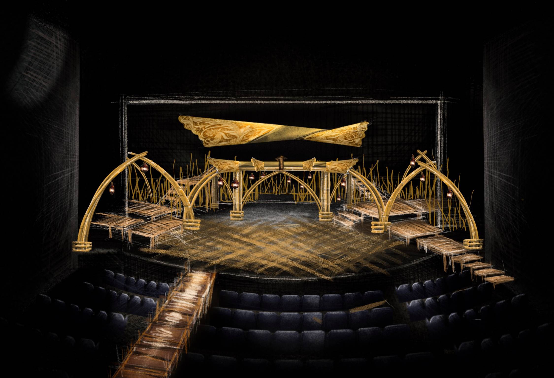 A sketch of the original "Sintang Dalisay" set. Photo provided by Tata Tuviera.