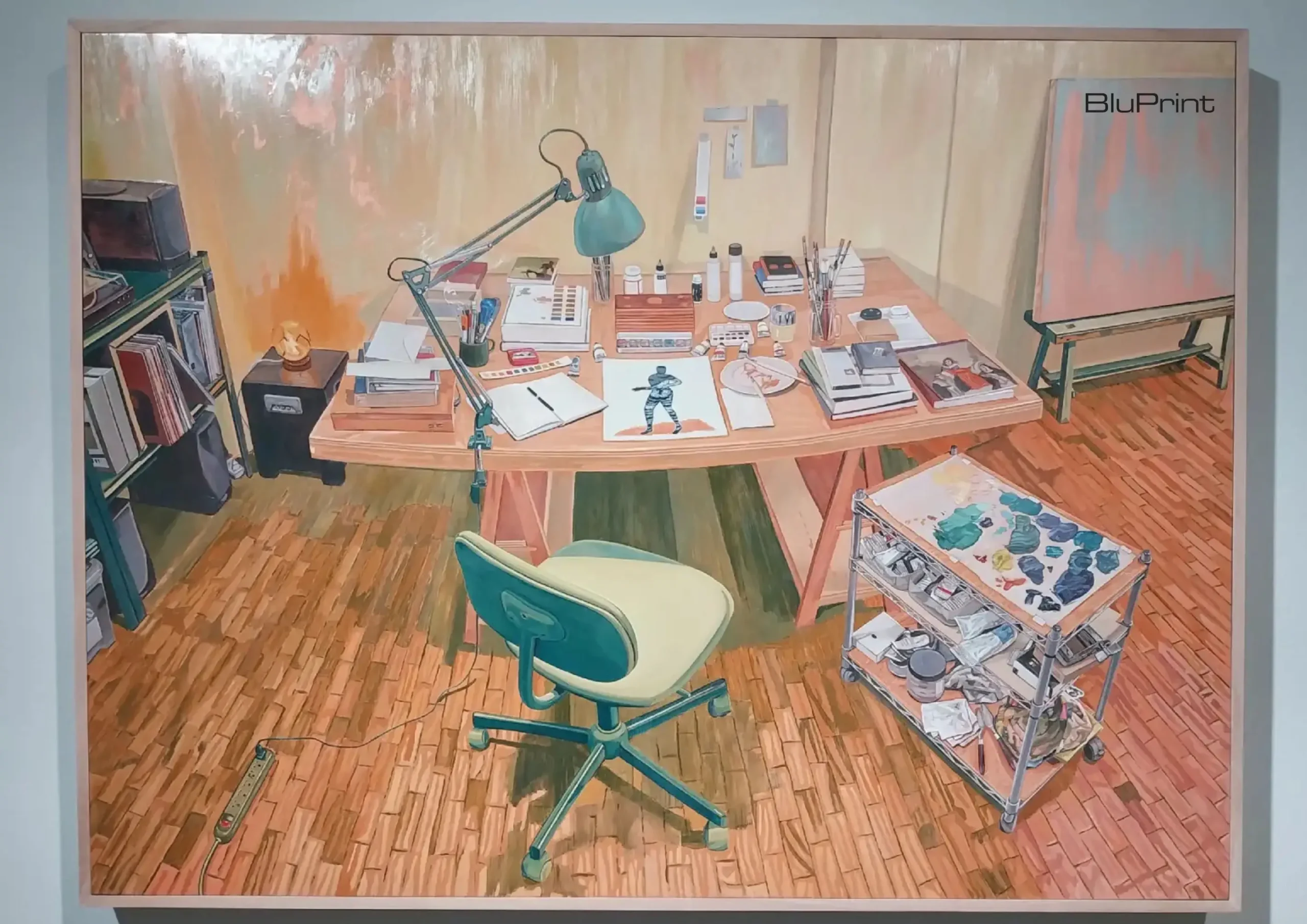 A painting by Lee Paje for 'eatsleepdreamwork' at MO_Space.